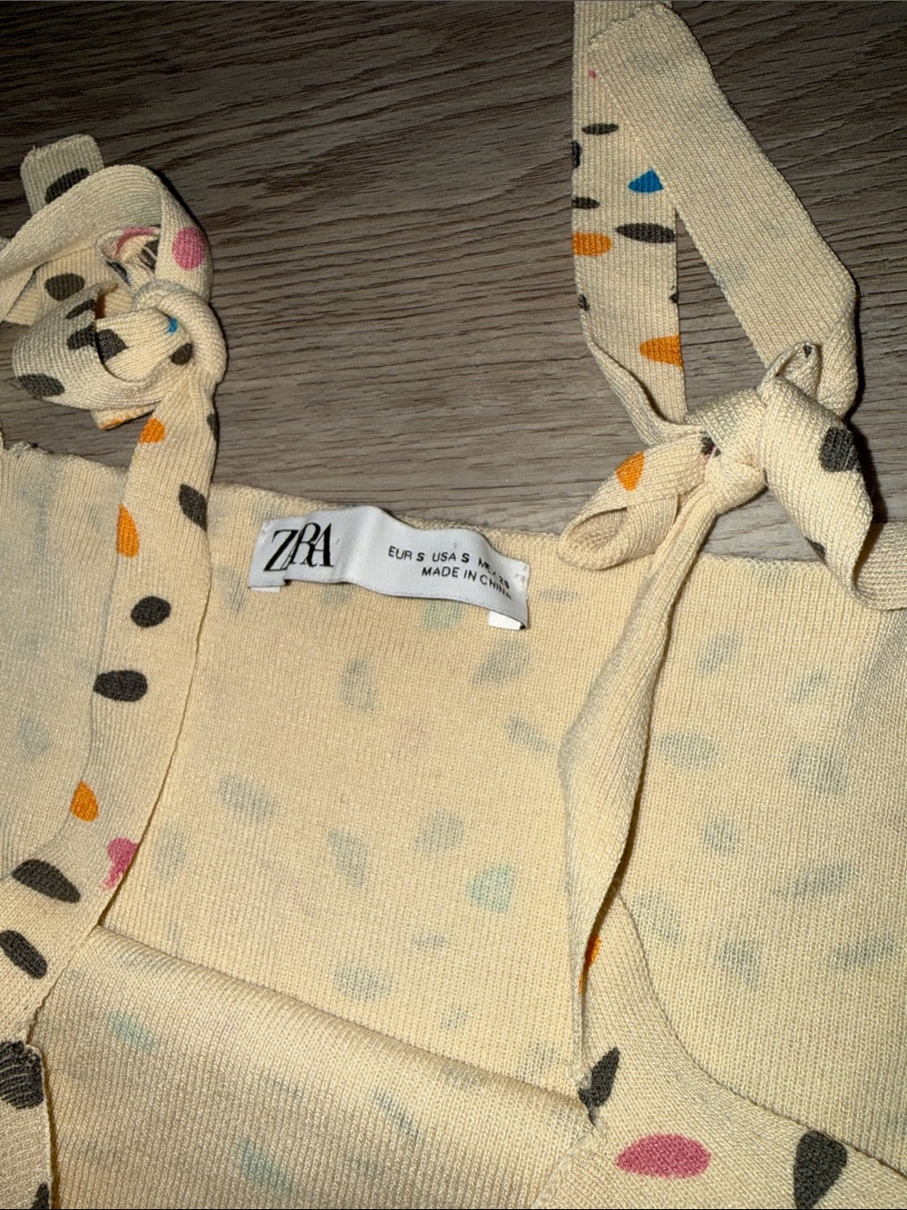 Zara Cream A-Line Dress with Multicolor Confetti Dots - Picture 3 of 3